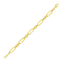 14k Yellow Gold Bracelet with Polished Rectangular Oval Links (8.20 mm) | 8'' - Forever in Harmony