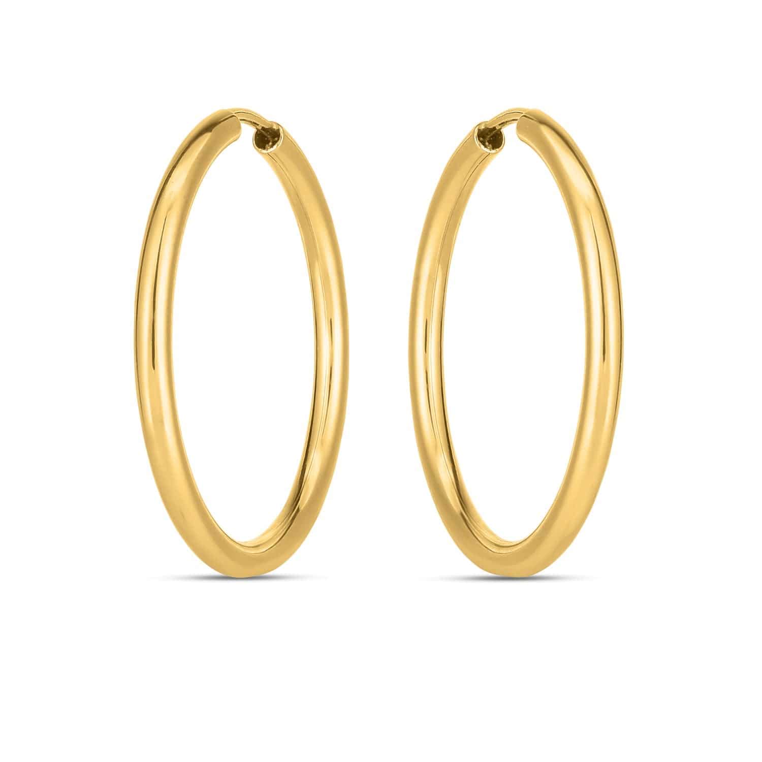 14k Yellow Gold Endless Round Hoop Earrings(2x21mm)