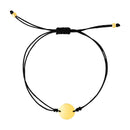 9 1/4 inch Black Cord Adjustable Bracelet with 14k Yellow Gold Circle - Forever in Harmony