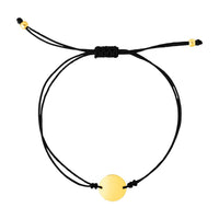 9 1/4 inch Black Cord Adjustable Bracelet with 14k Yellow Gold Circle - Forever in Harmony