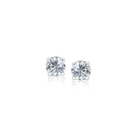 14k White Gold 3mm Faceted White Cubic Zirconia Stud Earrings - Forever in Harmony