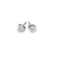 14k White Gold 3mm Faceted White Cubic Zirconia Stud Earrings - Forever in Harmony