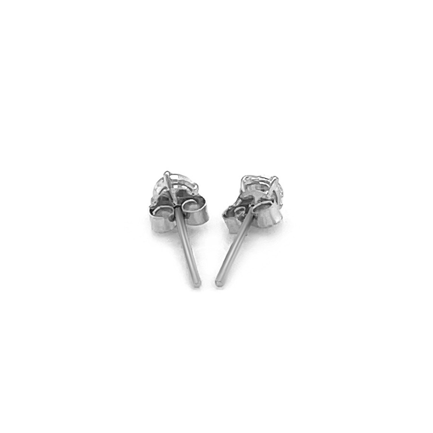 14k White Gold 3mm Faceted White Cubic Zirconia Stud Earrings - Forever in Harmony