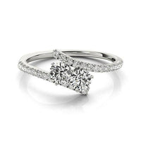 Two Stone Bypass Diamond Ring in 14k White Gold (3/4 cttw) - Forever in Harmony