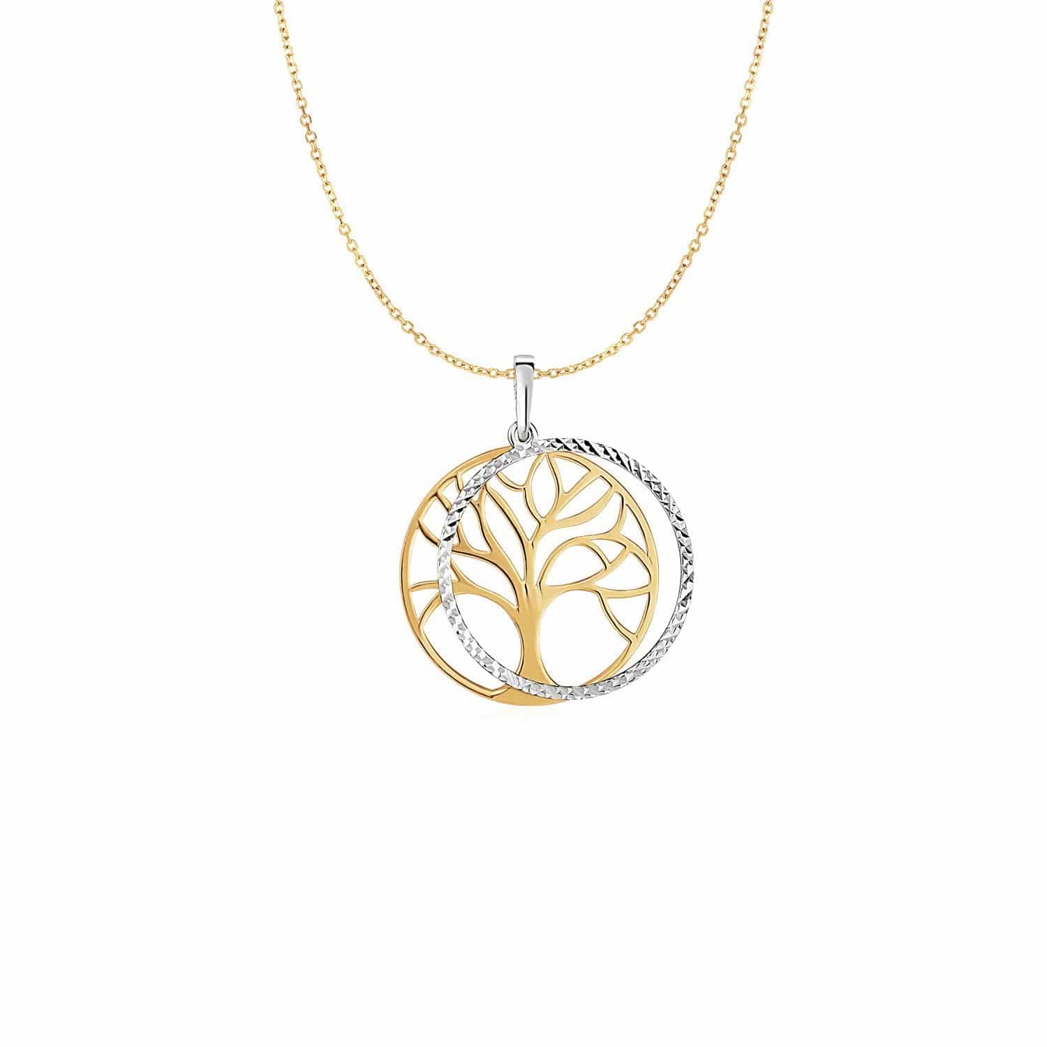 Two Layer Tree Pendant in 14k Two Tone Gold - Forever in Harmony