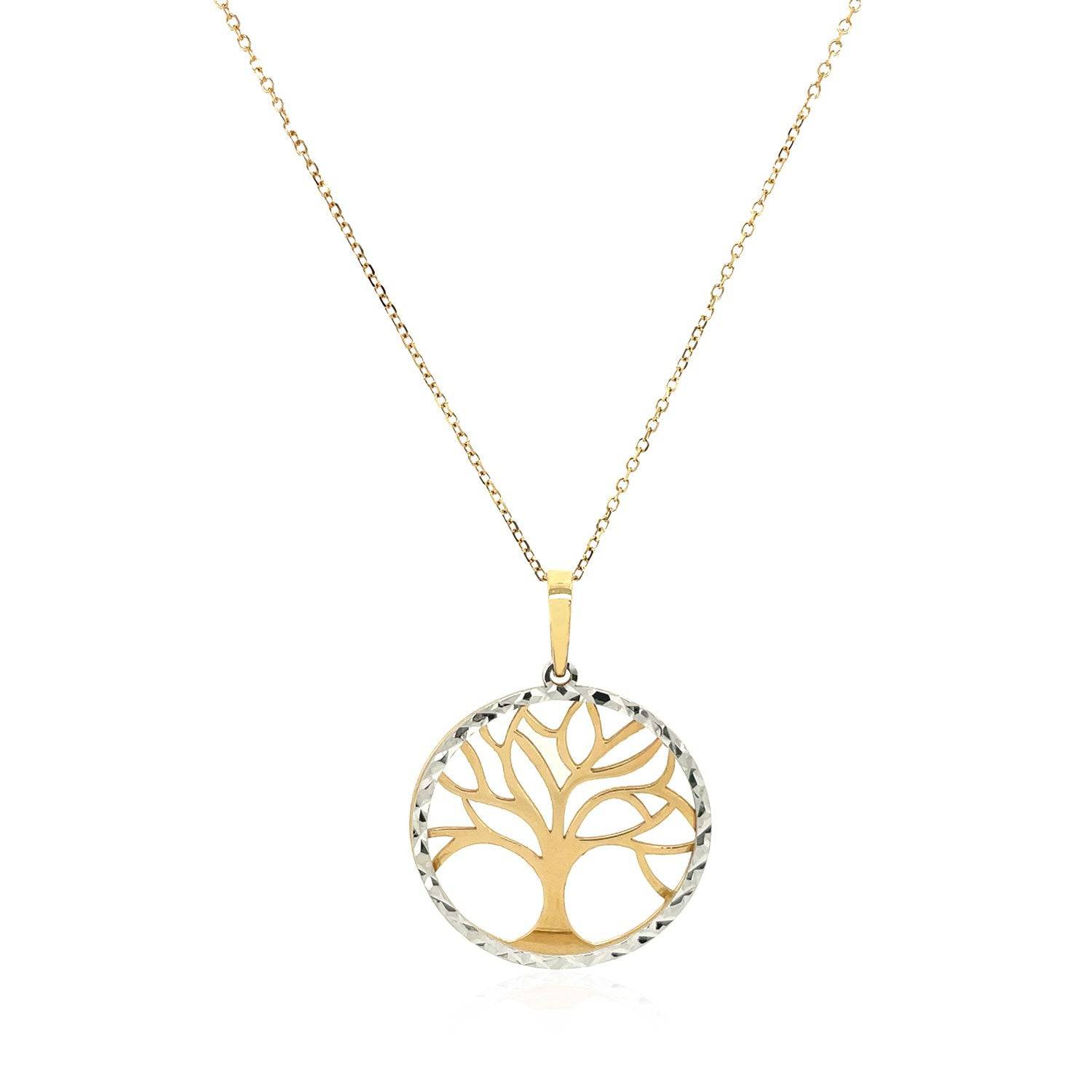 Two Layer Tree Pendant in 14k Two Tone Gold - Forever in Harmony