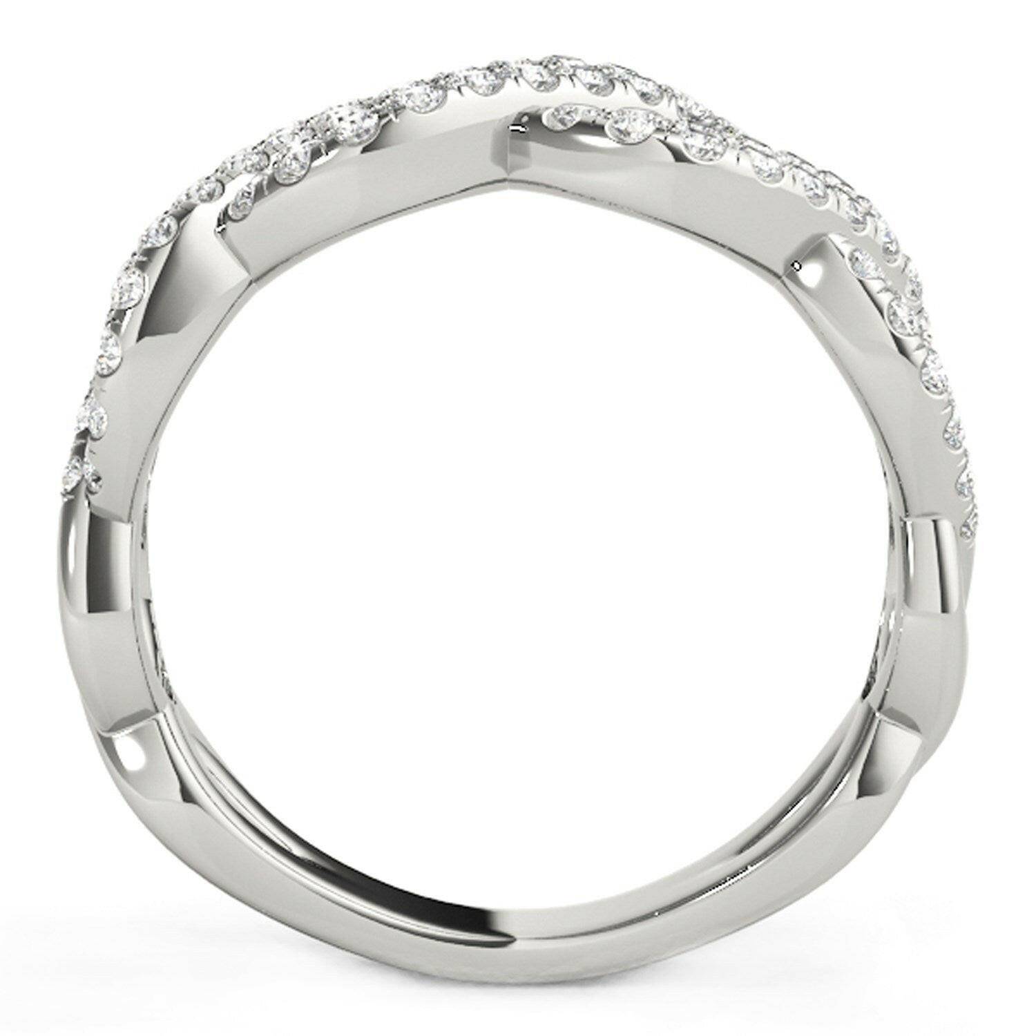 Diamond Studded Interlocking Waves Ring in 14k White Gold (5/8 cttw) - Forever in Harmony