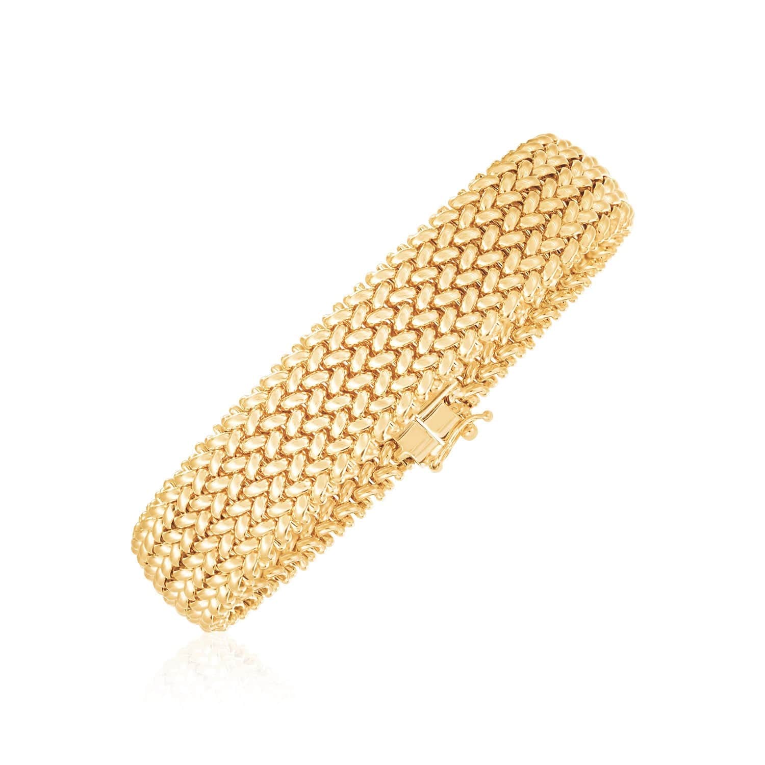 14k Yellow Gold High Polish Thick Braided Bracelet  (14.50 mm) | 7''