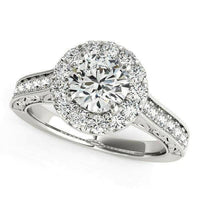 14k White Gold Round Diamond Engagement Ring with Stylish Shank (1 5/8 cttw) - Forever in Harmony