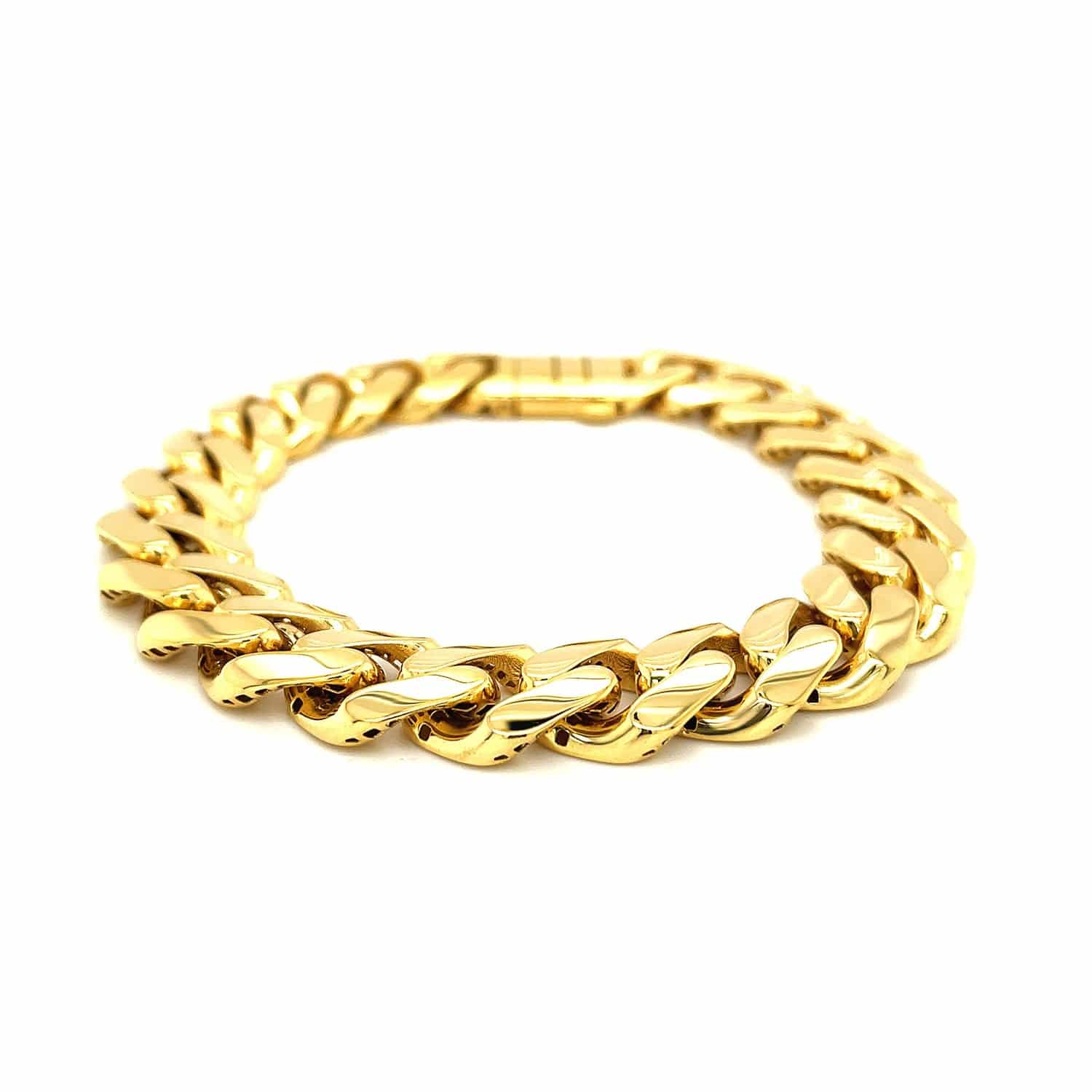 14k Yellow Gold 8 1/2 inch Wide Polished Curb Chain Bracelet (13.50 mm) | 8.5''