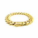 14k Yellow Gold 8 1/2 inch Wide Polished Curb Chain Bracelet (13.50 mm) | - Forever in Harmony