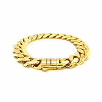 14k Yellow Gold 8 1/2 inch Wide Polished Curb Chain Bracelet (13.50 mm) | - Forever in Harmony