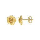 14k Yellow Gold Post Earrings with Roses(9.2mm) - Forever in Harmony