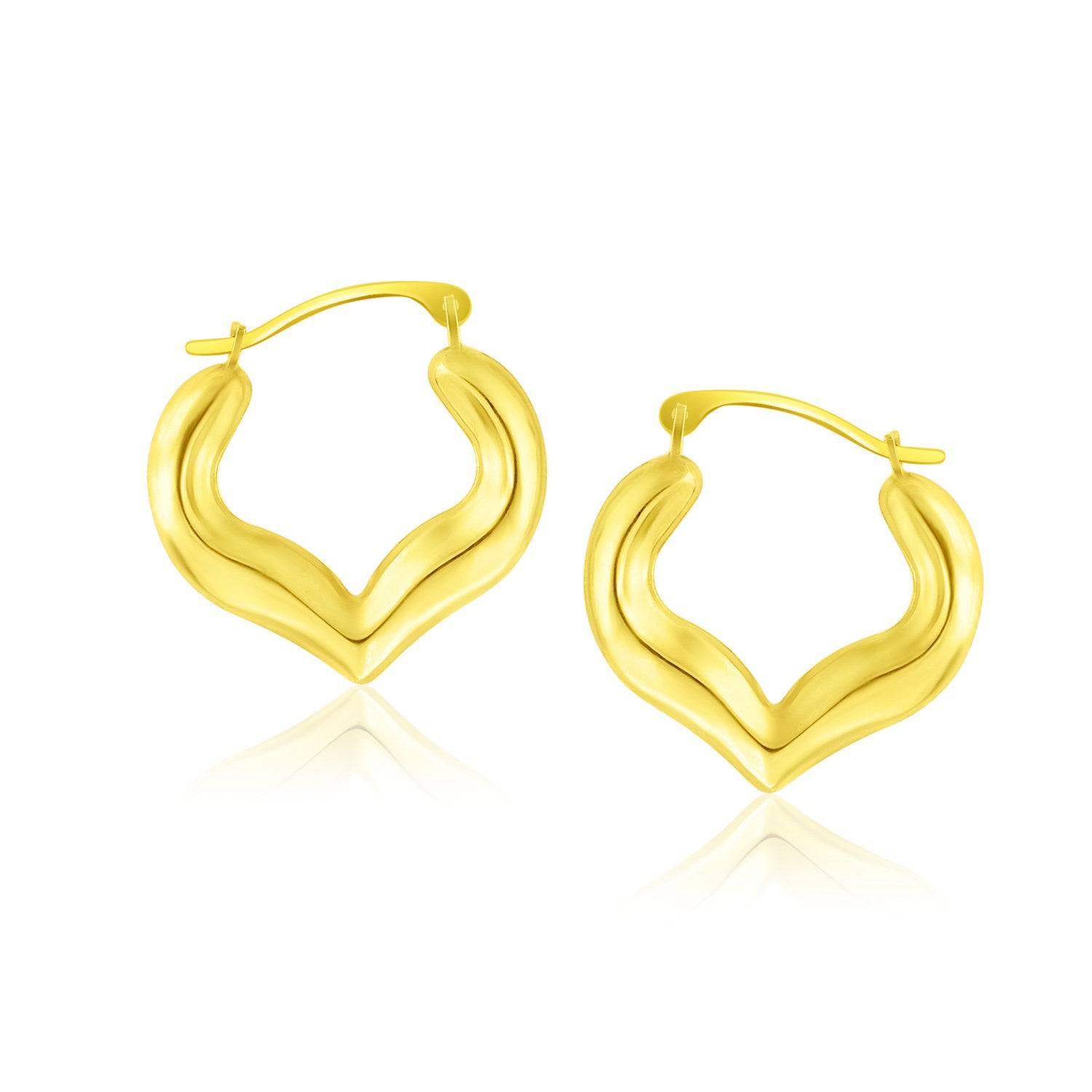 10k Yellow Gold Hoop Style Heart Shape Earrings - Forever in Harmony