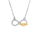 Sterling Silver Two Toned Mom Necklace with Cubic Zirconias | - Forever in Harmony