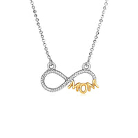 Sterling Silver Two Toned Mom Necklace with Cubic Zirconias | - Forever in Harmony