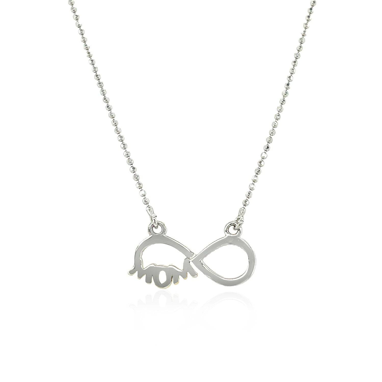 Sterling Silver Two Toned Mom Necklace with Cubic Zirconias | - Forever in Harmony