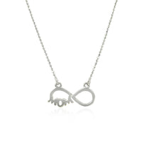 Sterling Silver Two Toned Mom Necklace with Cubic Zirconias | 18'' - Forever in Harmony