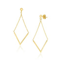 14k Yellow Gold Diamond Shape Chain Drop Earrings - Forever in Harmony