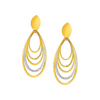 14k Two Tone Gold Two Toned Post Earrings with Graduated Ovals - Forever in Harmony