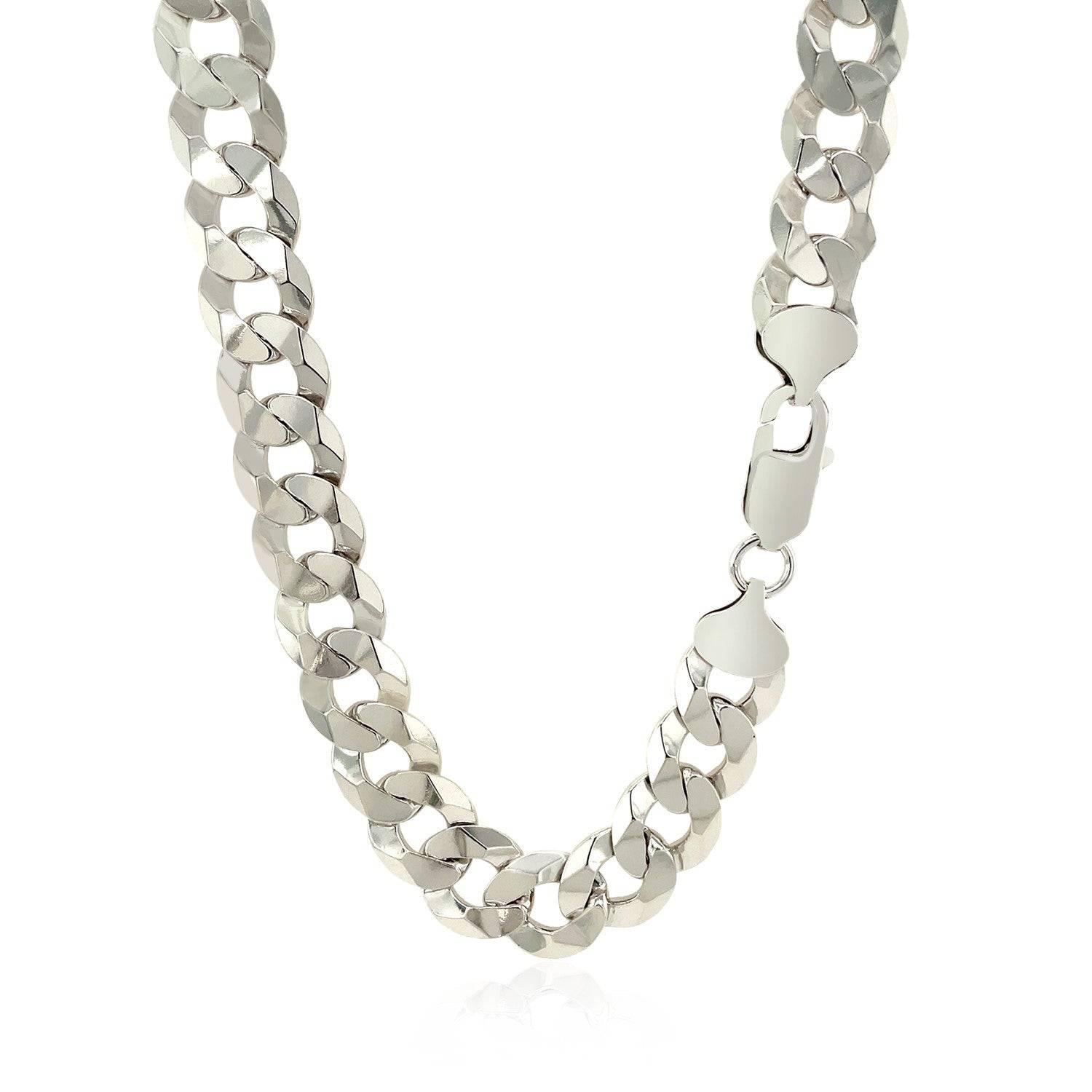 Rhodium Plated Sterling Silver Curb Style Chain (10.20 mm) - Forever in Harmony