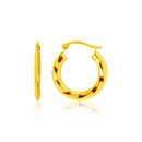 14k Yellow Gold Wavy Texture Hoop Earrings - Forever in Harmony