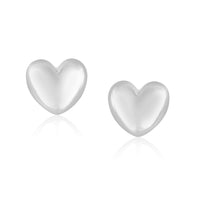 14k White Gold Puffed Heart Shape Shiny Earrings - Forever in Harmony