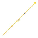 14k Yellow Gold Childrens Bracelet with Enameled Heart Unicorn and Circle - Forever in Harmony