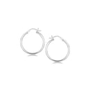 Sterling Silver Rhodium Plated Thin and Polished Hoop Motif Earrings (2x25mm) - Forever in Harmony