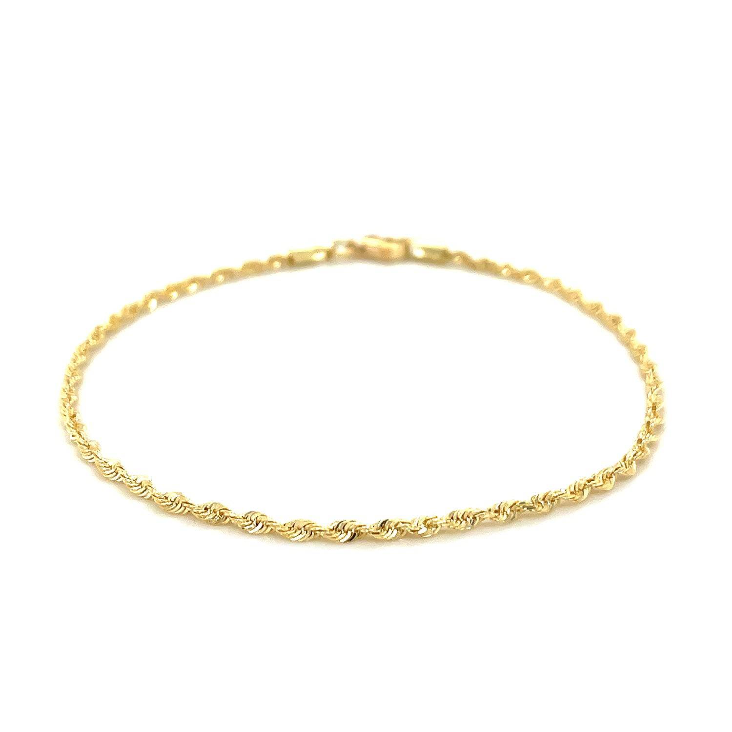 10k Yellow Gold Solid Diamond Cut Rope Bracelet (1.80 mm) | - Forever in Harmony