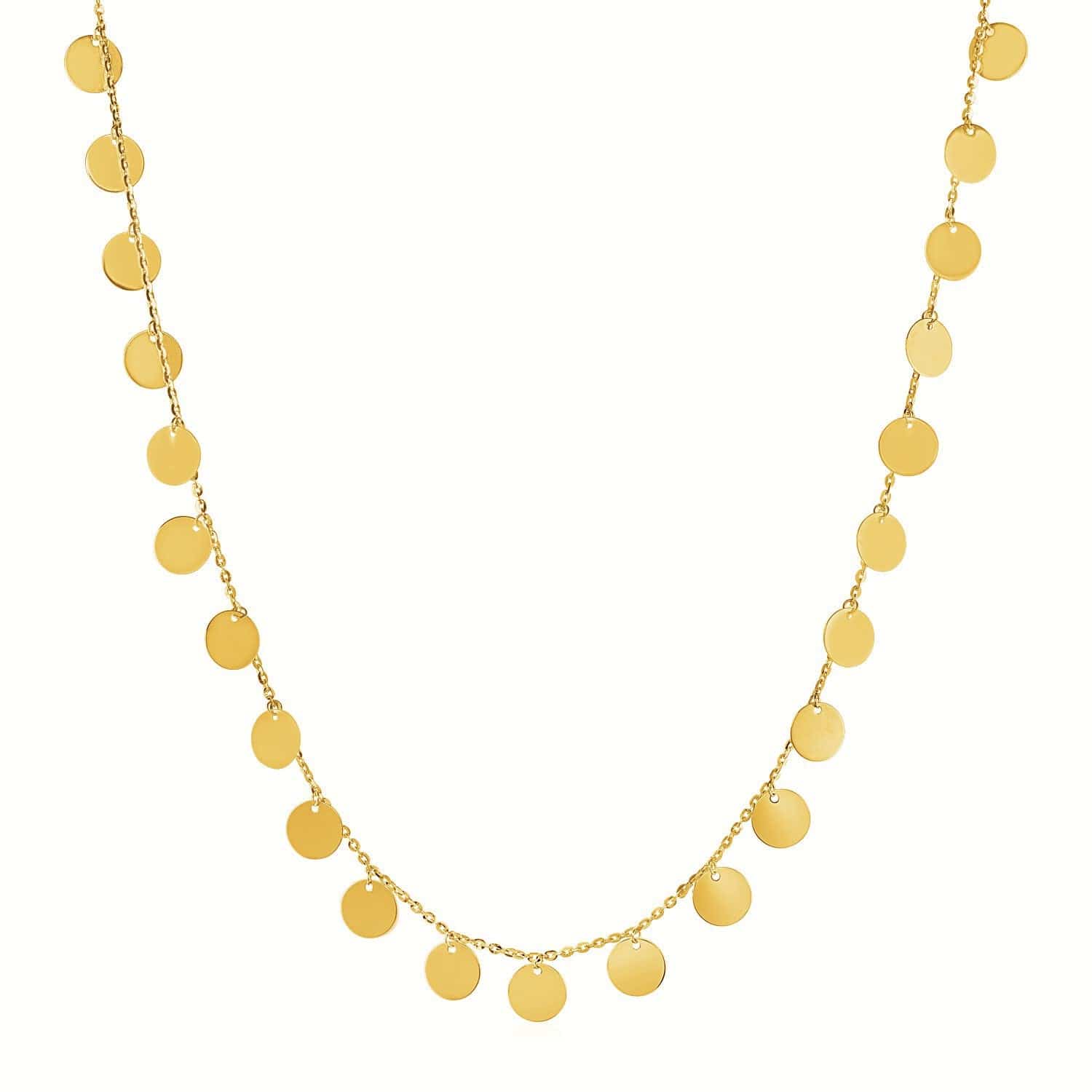 Choker Necklace with Polished Discs in 14k Yellow Gold - Forever in Harmony