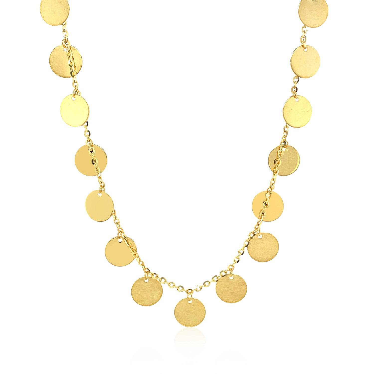 Choker Necklace with Polished Discs in 14k Yellow Gold - Forever in Harmony