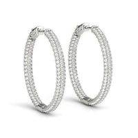 14k White Gold Two Row Pave Set Diamond Hoop Earrings (7 cttw) - Forever in Harmony