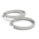 14k White Gold Two Row Pave Set Diamond Hoop Earrings (7 cttw) - Forever in Harmony