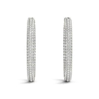 14k White Gold Two Row Pave Set Diamond Hoop Earrings (7 cttw) - Forever in Harmony