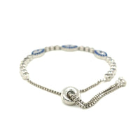 Sterling Silver Adjustable Enameled Evil Eye Bracelet with Cubic Zirconias - Forever in Harmony