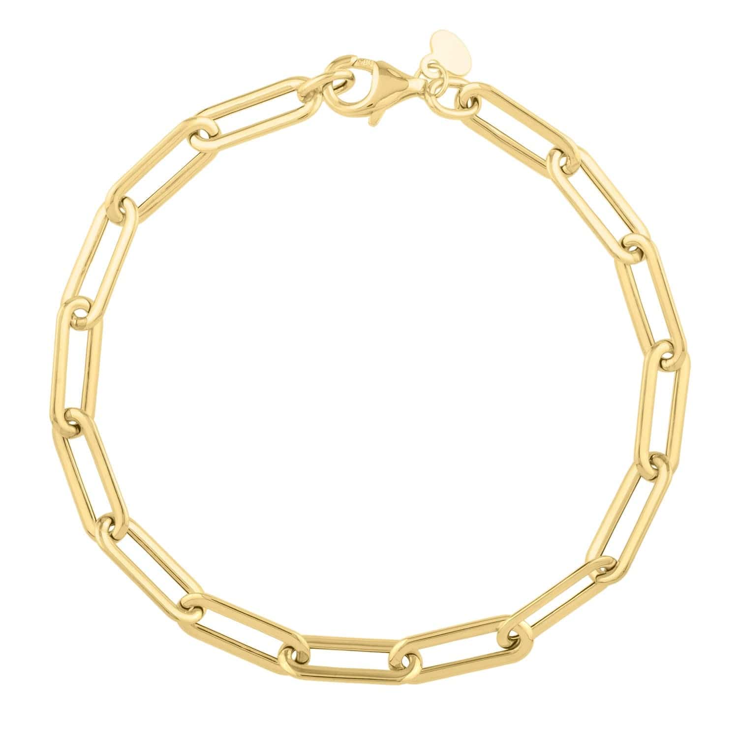 14k Yellow Gold Long Domed Paperclip Chain Bracelet (4.80 mm) - Forever in Harmony