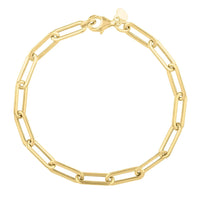 14k Yellow Gold Long Domed Paperclip Chain Bracelet (4.80 mm) - Forever in Harmony