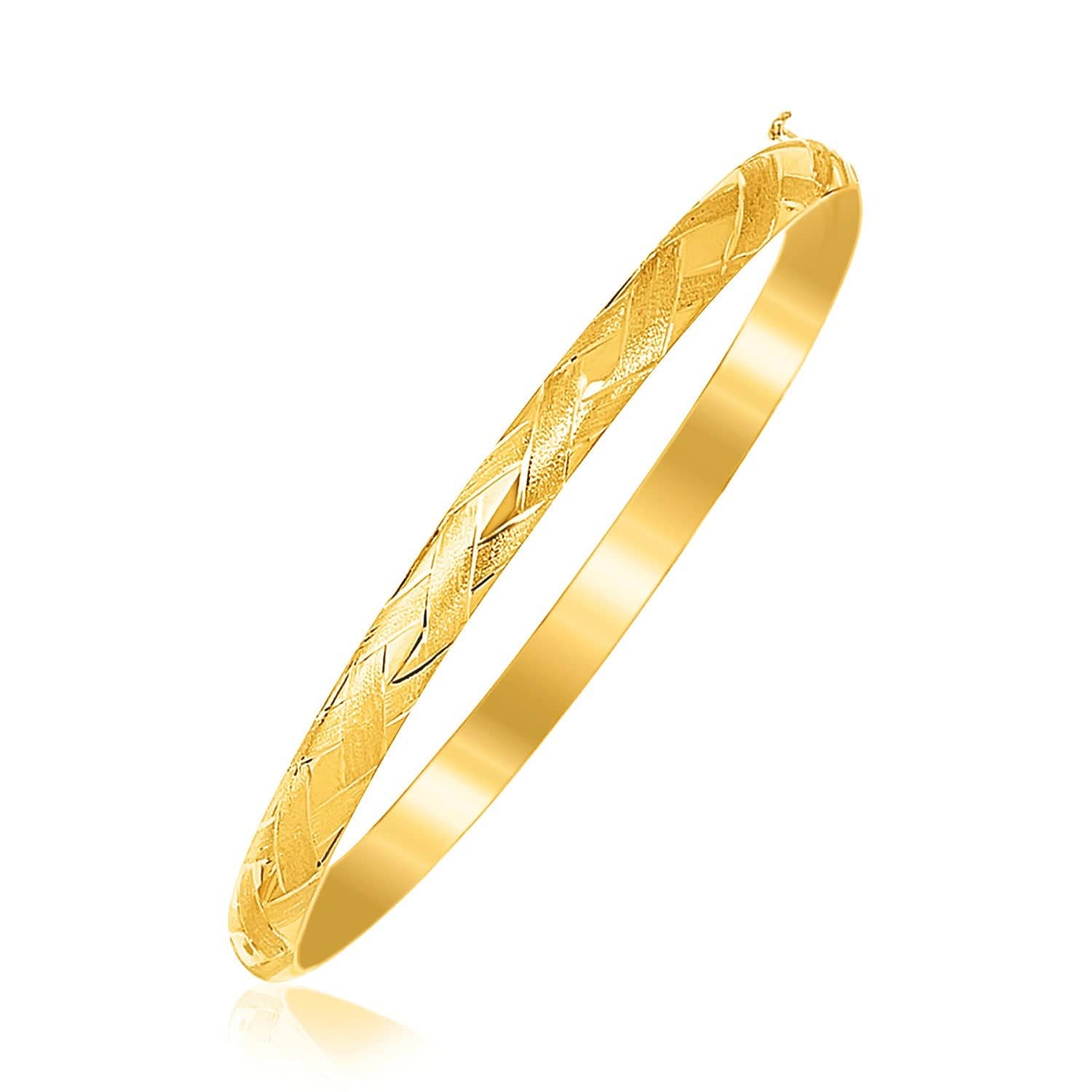 14k Yellow Gold Childrens Bangle with Diamond Cuts (5.50 mm) |