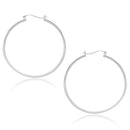 10k White Gold Polished Hoop Earrings (1.5x40mm) - Forever in Harmony