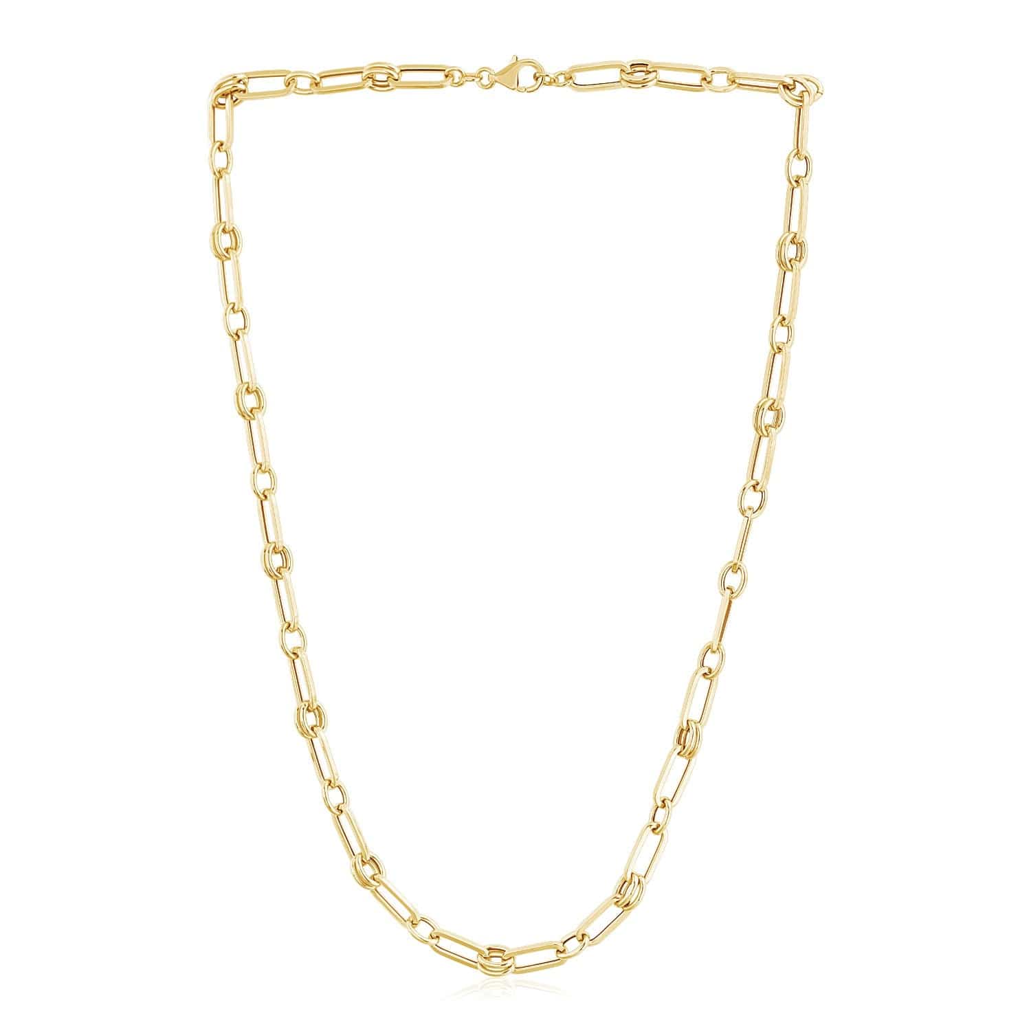 14k Yellow Gold High Polish Paperclip Rondel Link Chain (5.60 mm) - Forever in Harmony