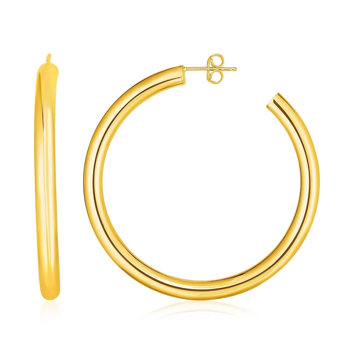 14k Yellow Gold Polished Hoop Earrings(4x40mm) - Forever in Harmony