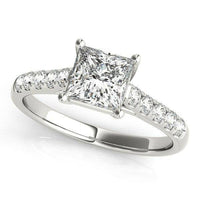 14k White Gold Trellis Set Princess Cut Diamond Engagement Ring (1 1/4 cttw) - Forever in Harmony