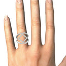 14k White Gold Entwined Design Diamond Dual Band Ring (3/4 cttw) - Forever in Harmony