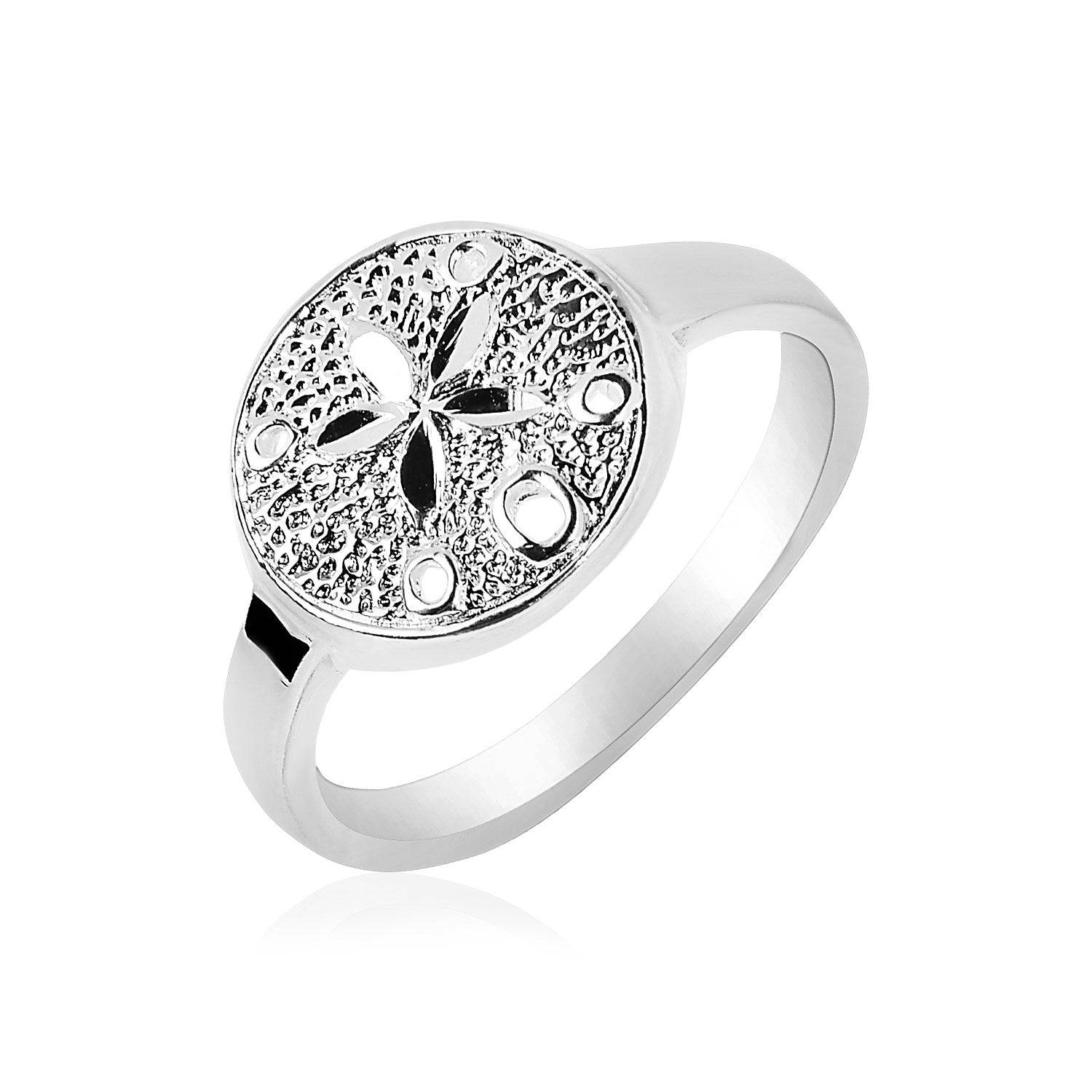 Sterling Silver Textured Sand Dollar Ring(2.50 mm) | 7