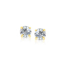 14k Yellow Gold Stud Earrings with White Hue Faceted Cubic Zirconia(4mm) - Forever in Harmony