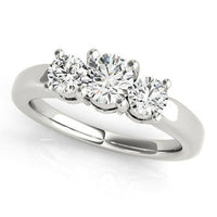 14k White Gold Timeless 3 Stone Round Diamond Engagement Ring (1 cttw) - Forever in Harmony