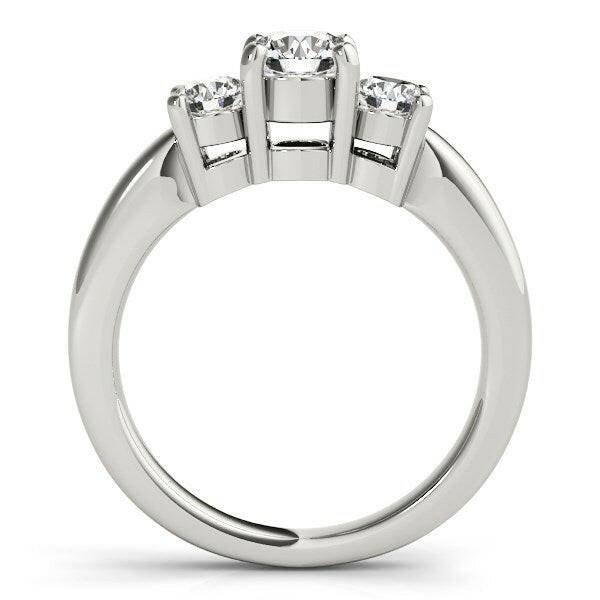 14k White Gold Timeless 3 Stone Round Diamond Engagement Ring (1 cttw) - Forever in Harmony