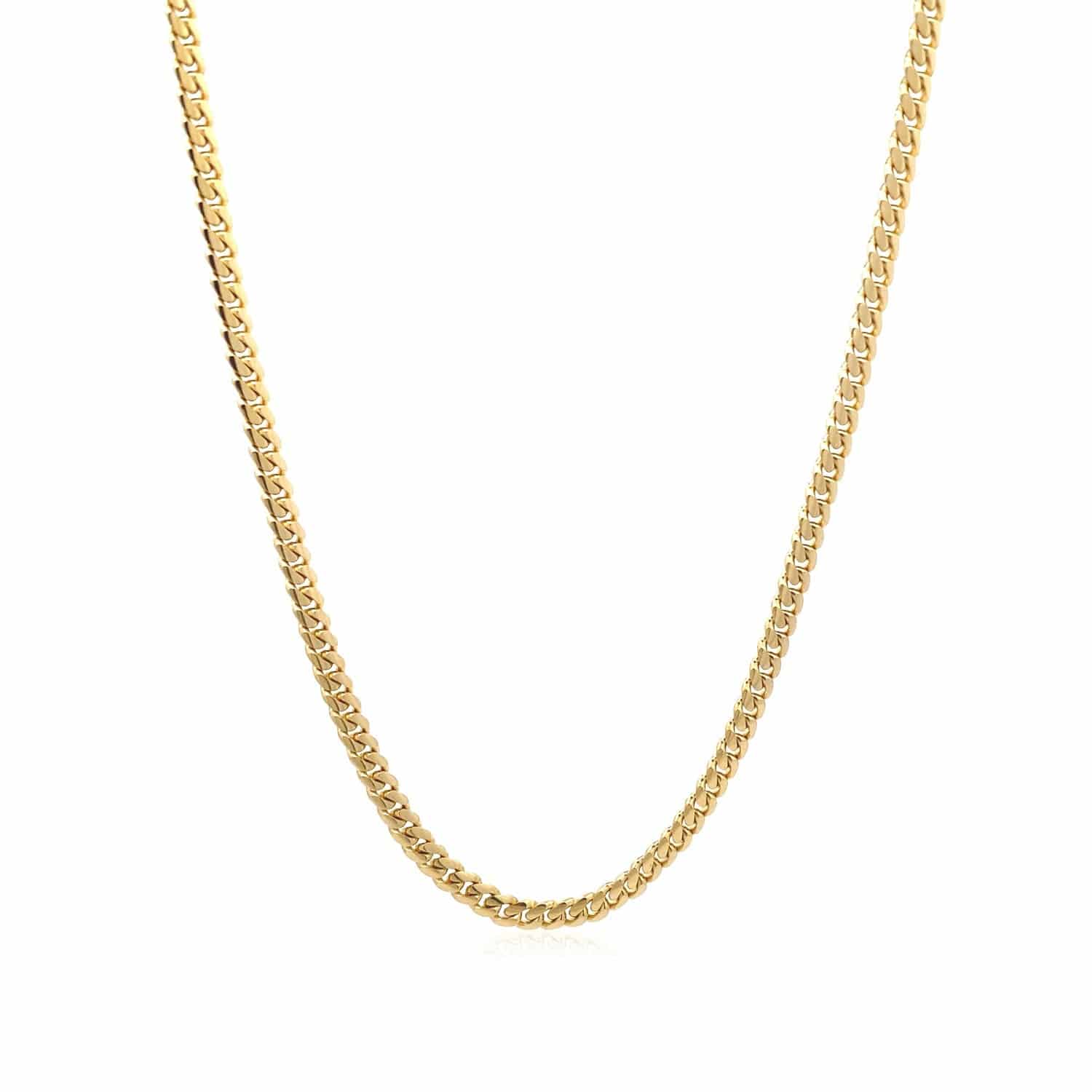 14k Yellow Gold Classic Solid Miami Cuban Chain (3.20 mm) |