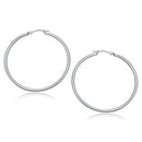 10k White Gold Polished Hoop Earrings (2x40 mm) - Forever in Harmony